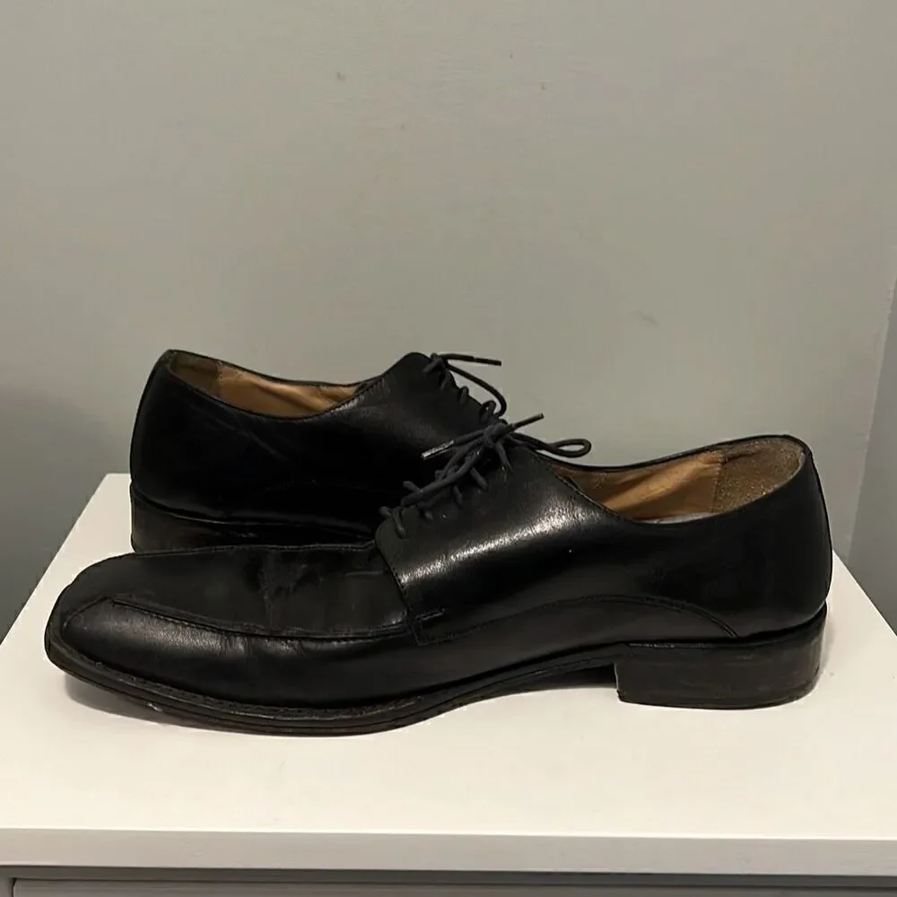 Pronto Uomo Men's Black Square Toe Lace Up Leather Oxford Shoes Size 10